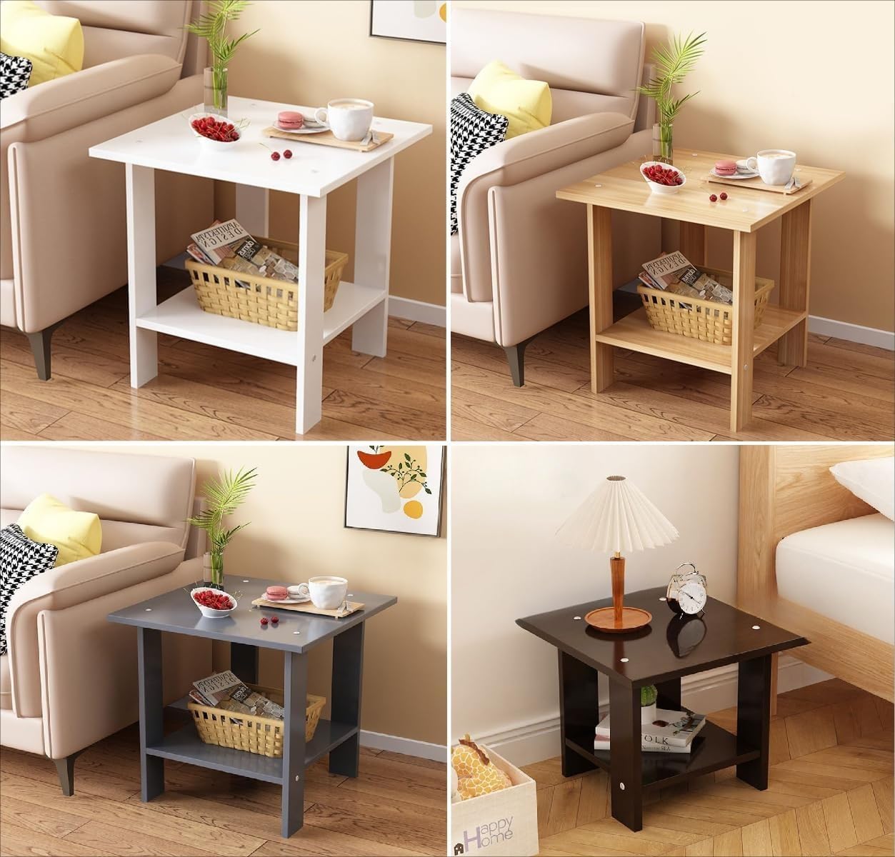 Amazon｜【Ptomoto】木製 ローテーブル サイドテーブル 2 段 ナイト