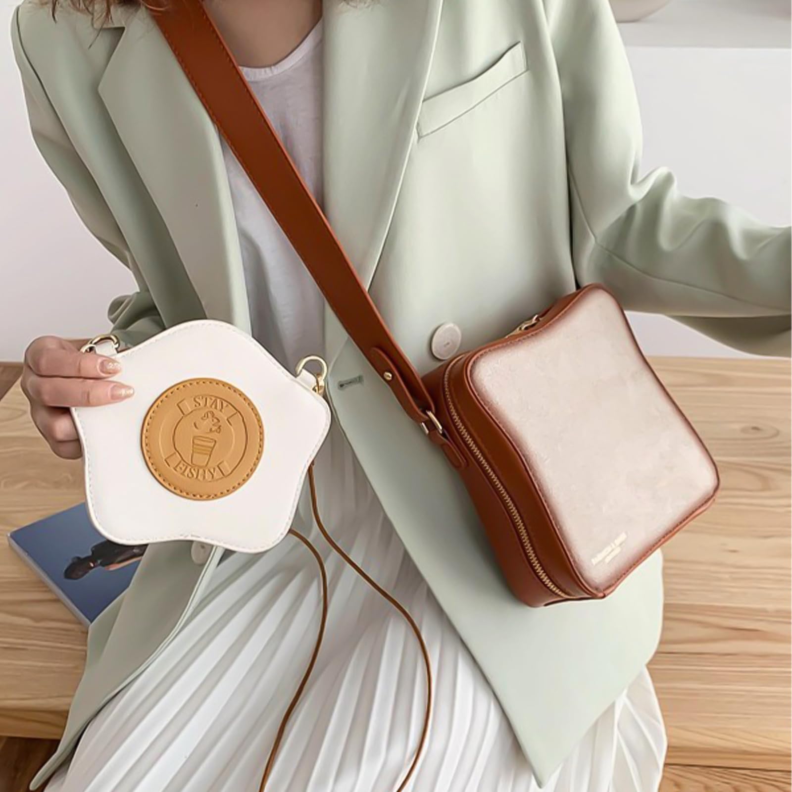 Amazon.co.jp: トーストパンオムレツ 可愛いショルダーバッグ おしゃれ