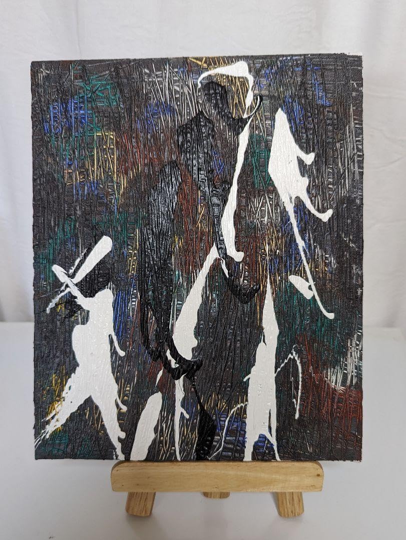 Amazon.co.jp: アクリル画 モノクロ2 アート 現代絵画 絵画 戦争 抽象