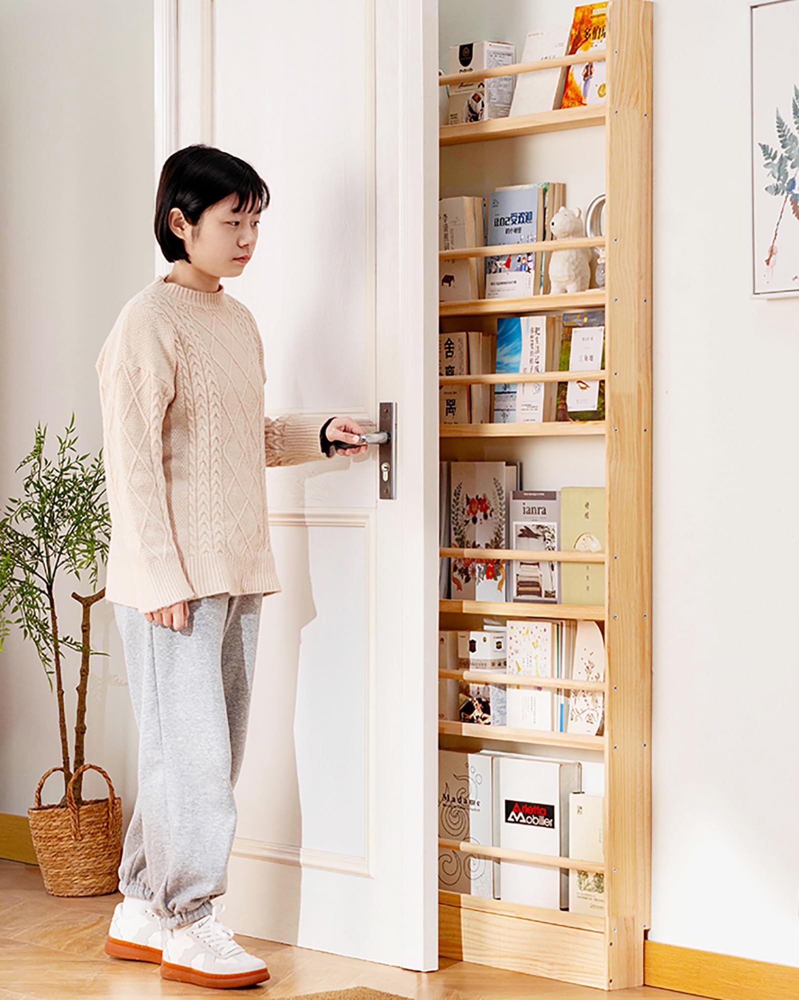 Amazon｜スリム 本棚 木製 おしゃれ スリム 収納 コミック本棚