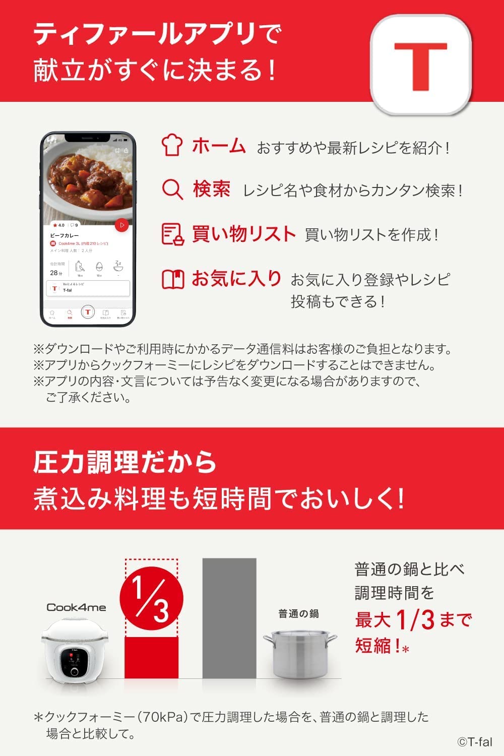 Amazon | ティファール 電気圧力鍋 6L 内蔵250レシピ 「クック