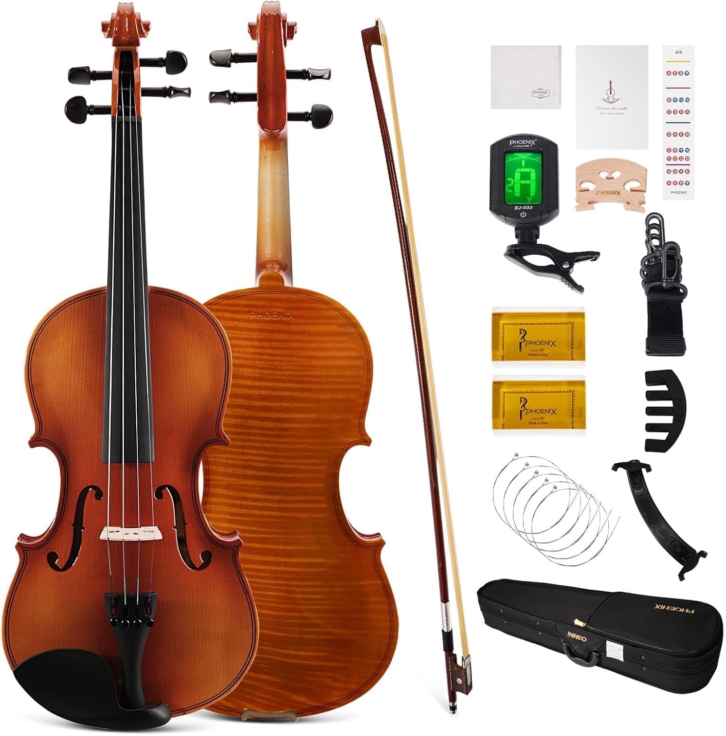 Amazon.com: PHOENIX Violin 4/4 Full Size Kit, Violin Fiddle Set