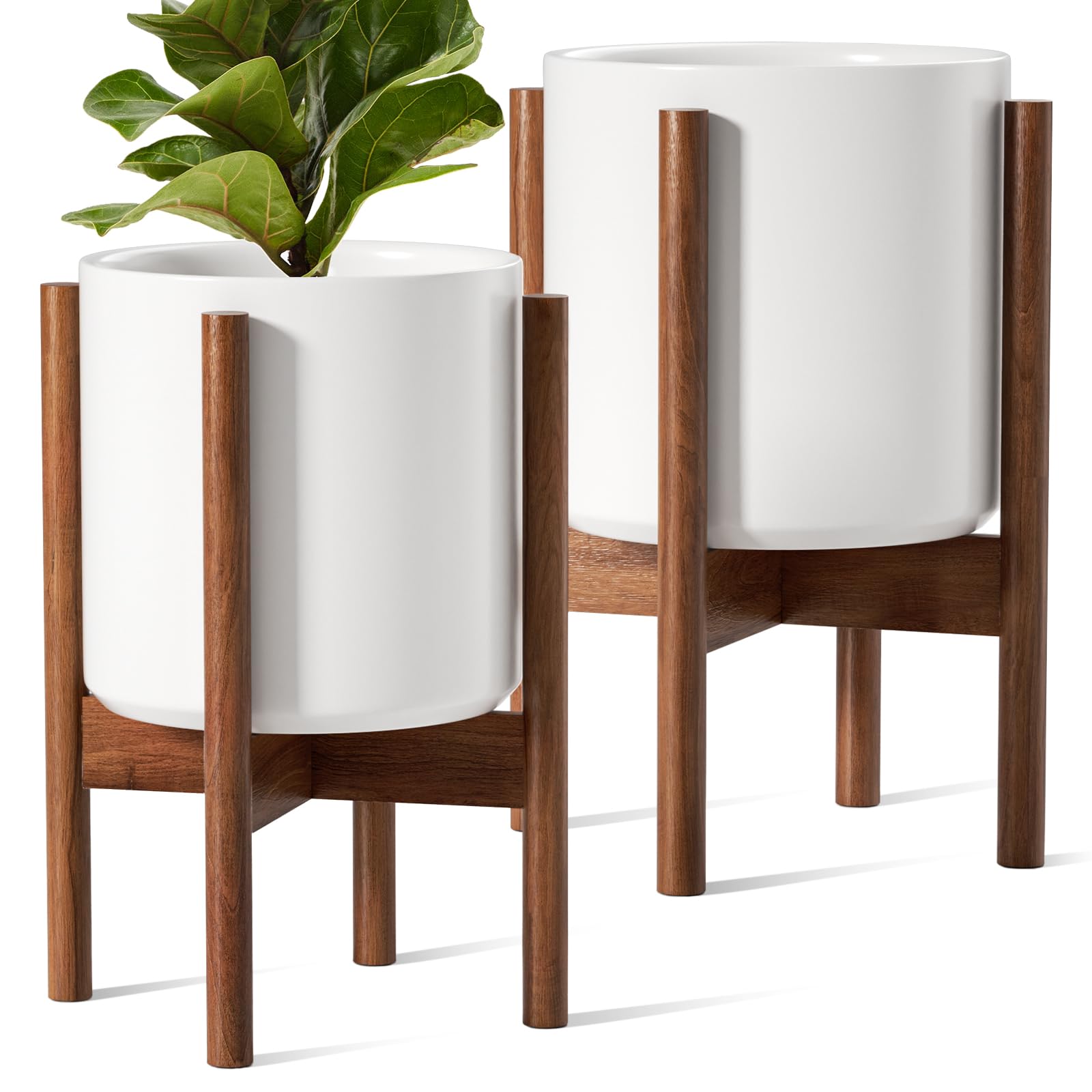 LE TAUCI Indoor Planter with Stand, 10 + 8 Inch, Set of 2, Ceramic