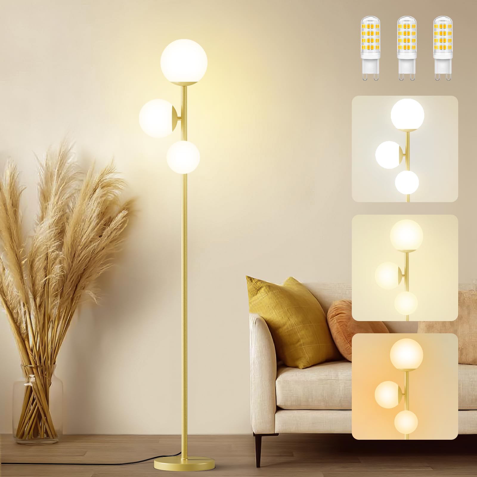 Amazon.co.jp : フロアライト フロアスタンド 3灯 間接照明 スタンド