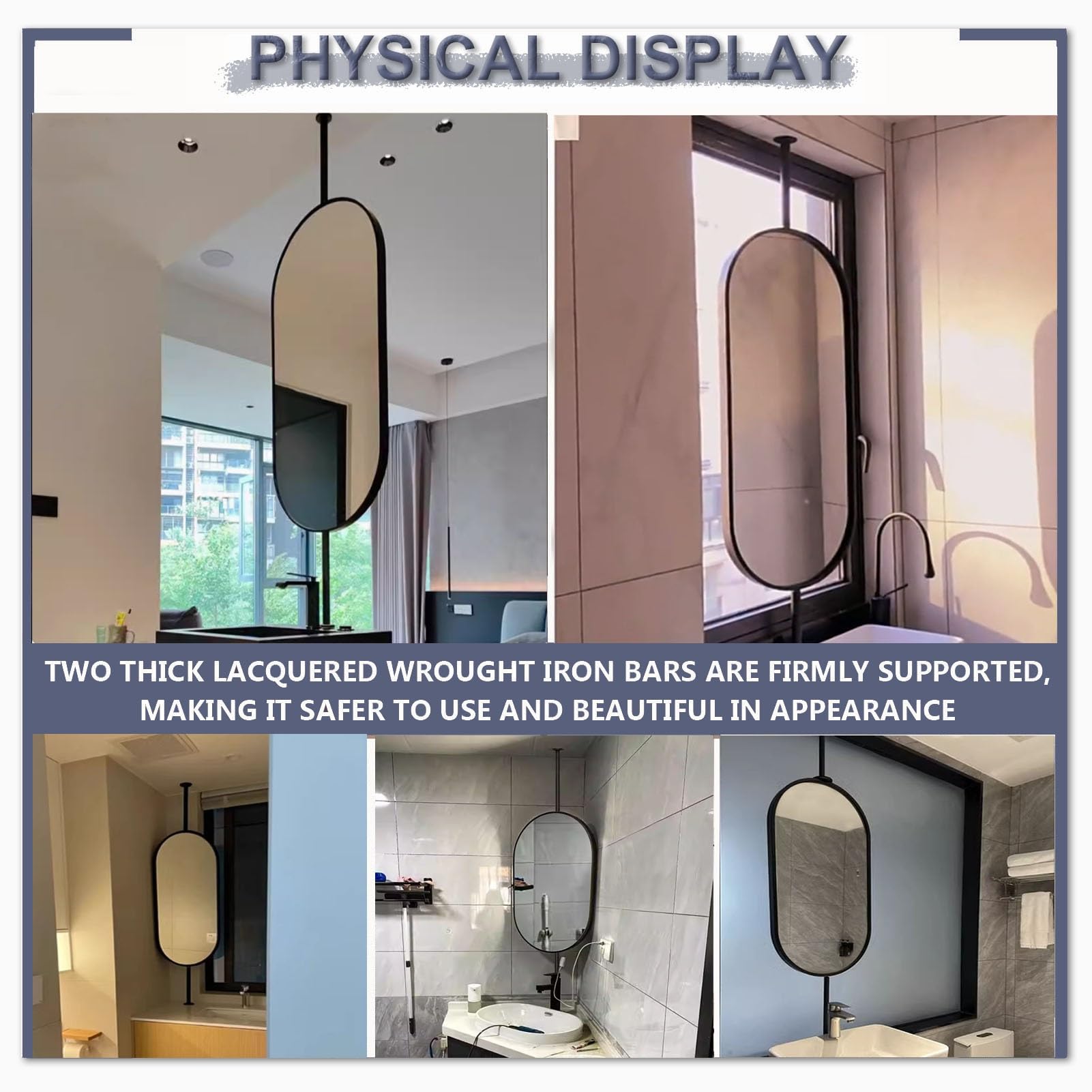 Amazon.co.jp: 大きな楕円形の壁掛けミラー装飾、化粧台、洗面所、浴室