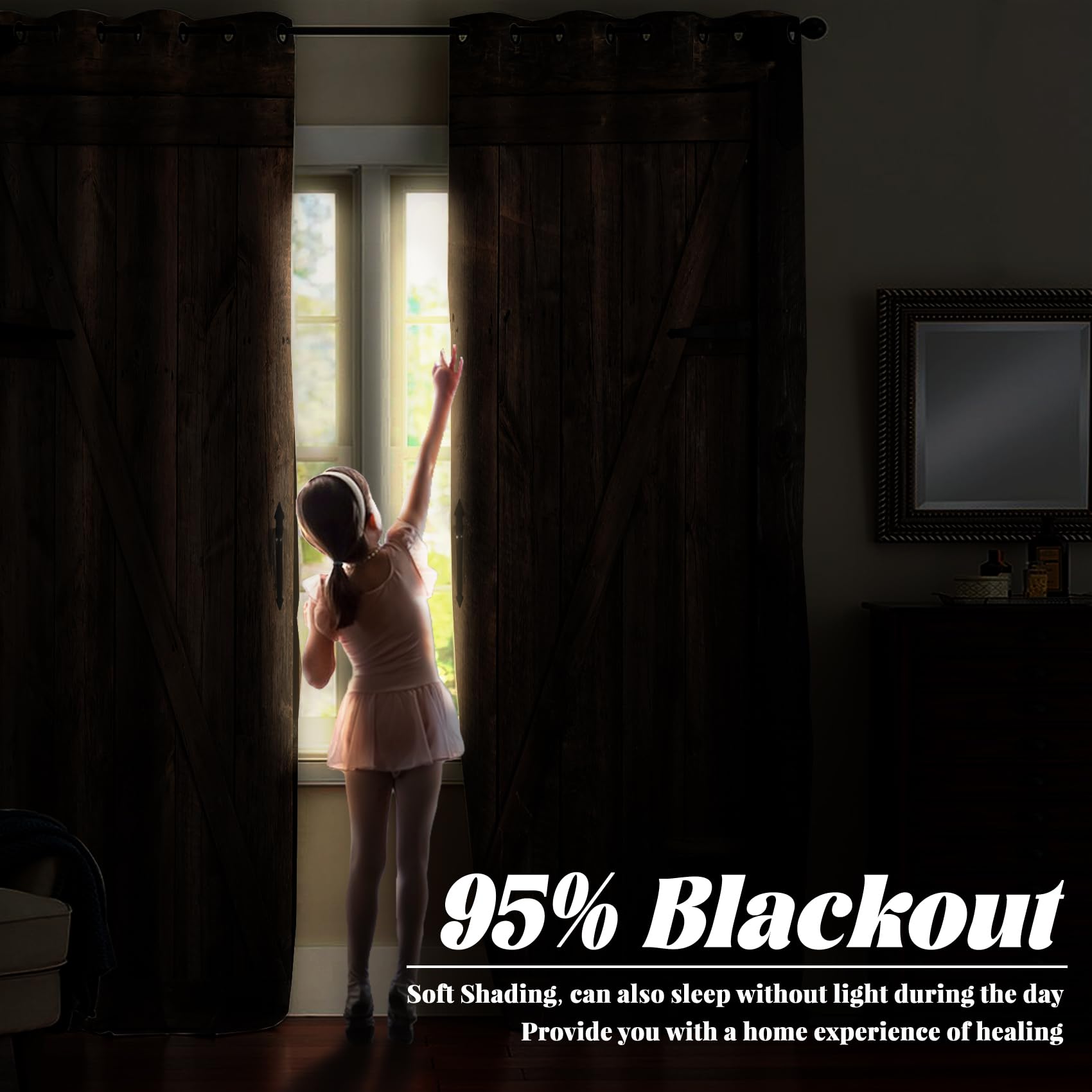 Amazon.co.jp: Renaiss 木製ドアカーテン、素朴なヴィンテージ木製納屋