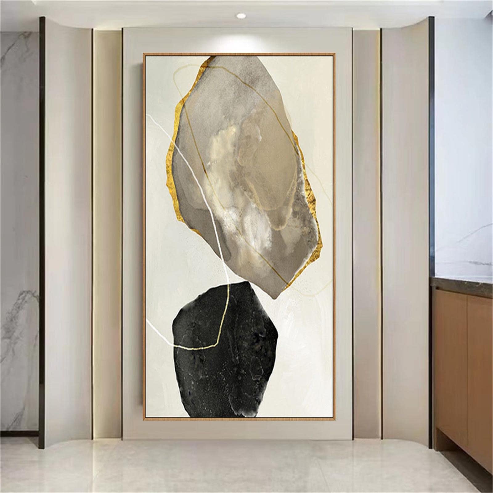 Amazon.co.jp: 現代の壁の芸術の絵 抽象的で大きな石の絵画 キャンバス