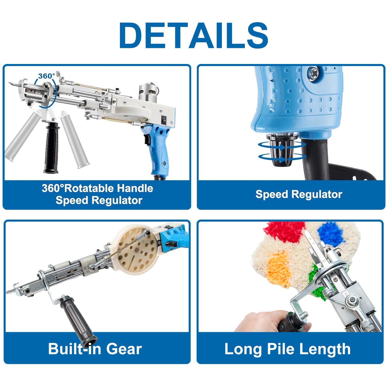 Amazon｜プラッシュラグタフティングガン – パイル長5cm/1.96インチの