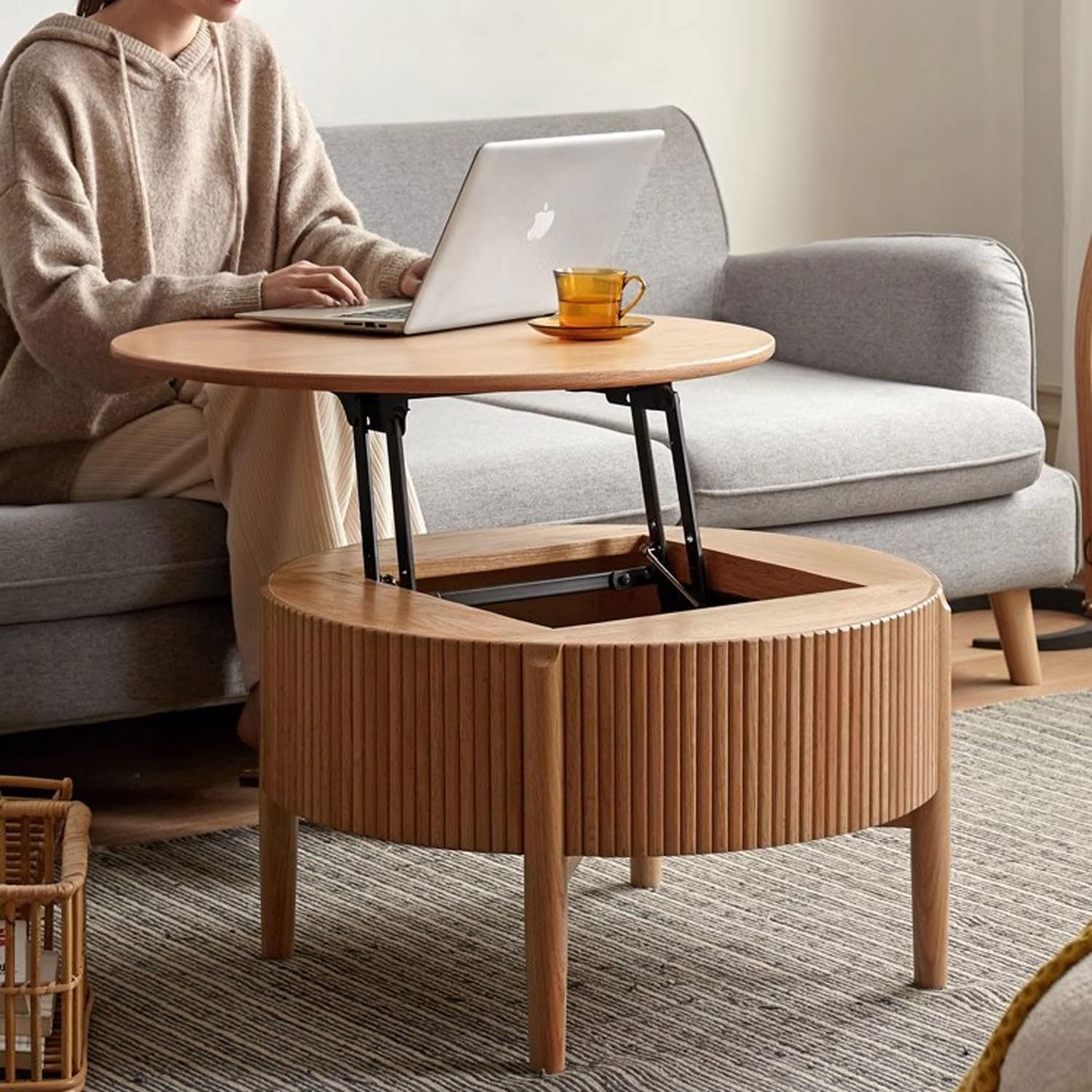 Amazon.co.jp: MyNvy リフトアップテーブル ローテーブル 昇降式 ロー