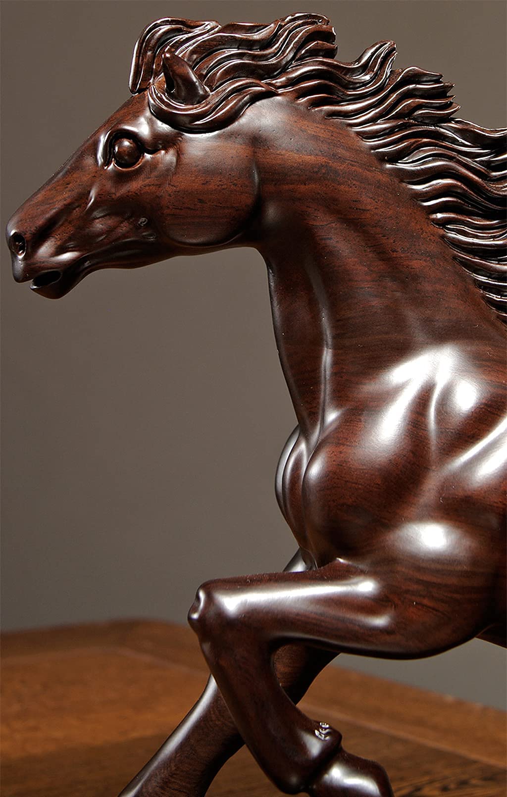 Amazon.co.jp: 置物 オブジェ 馬 高級天然黒檀木彫り 木製彫刻 工芸品