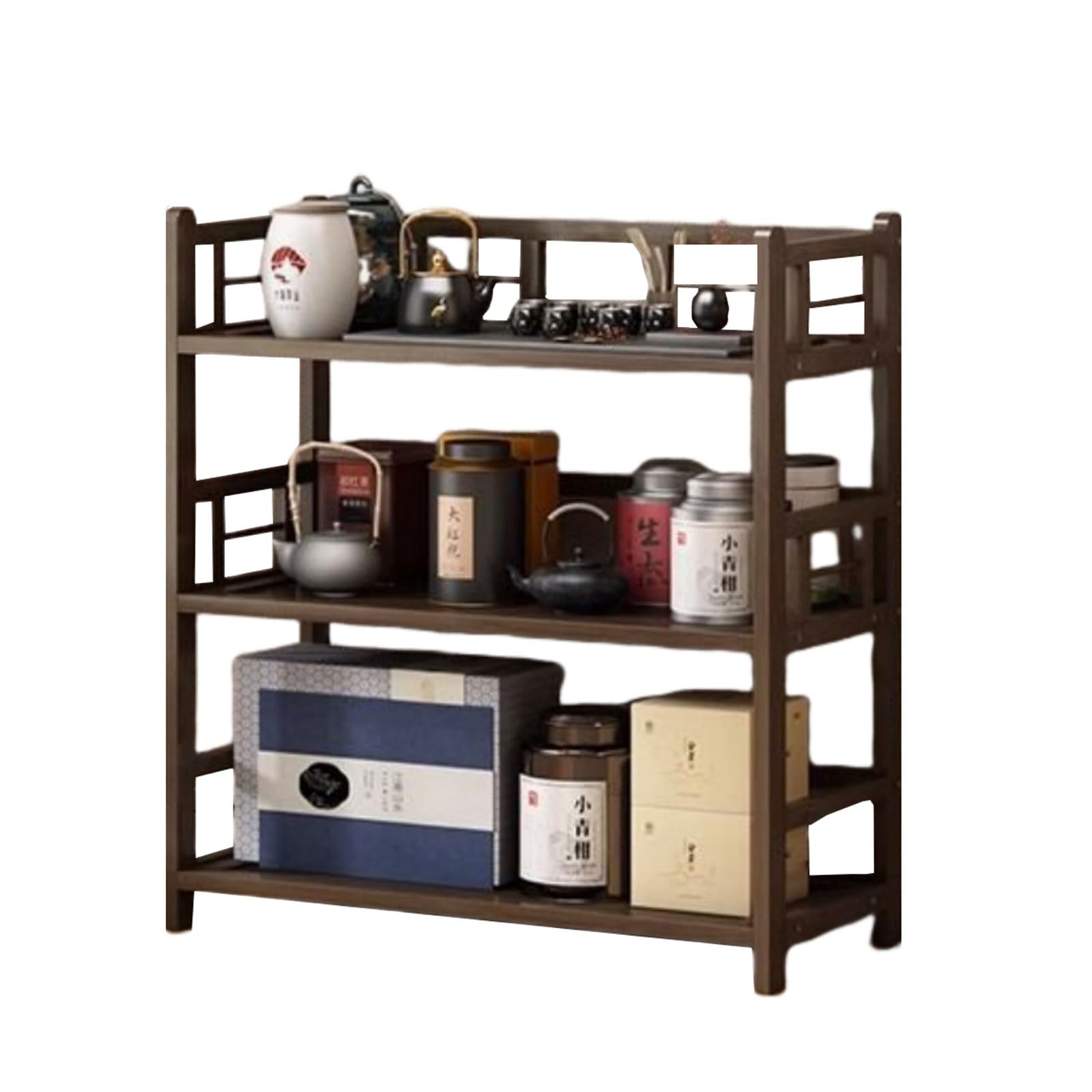 Amazon｜収納ラック 収納棚 茶棚 茶キャビネッ ディスプレイ棚 竹製