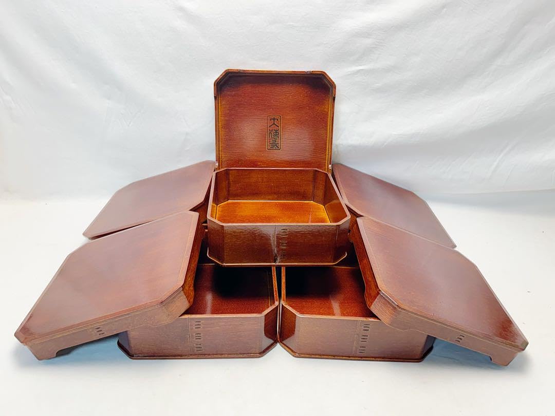 Amazon.co.jp: 懐石道具 木製 大徳寺 弁当 縁高重箱 五客揃 刻印 元箱