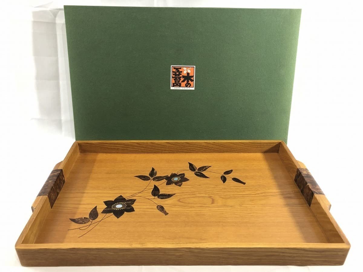 Amazon.co.jp: くさ忠 桜皮細工 貝入鉄仙 天然木 長手盆 角館 名前