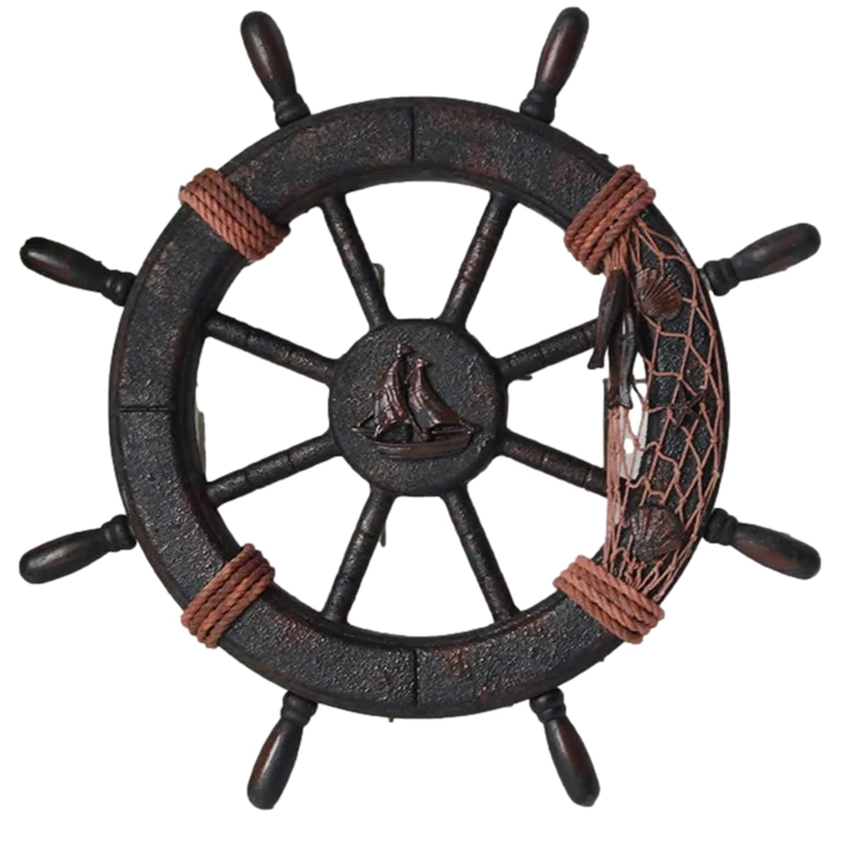 Amazon.co.jp: NOELAMOUR 舵輪 ハンドル 船舵 操舵輪 インテリア 木製