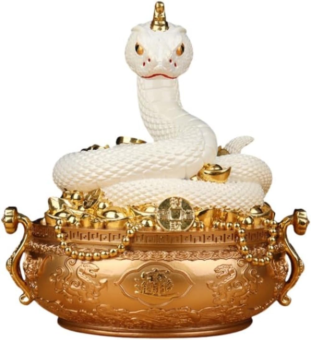 Amazon.co.jp: 風水 白蛇 置物 へび 弁財天 白蛇の置物 しろへび 龍の