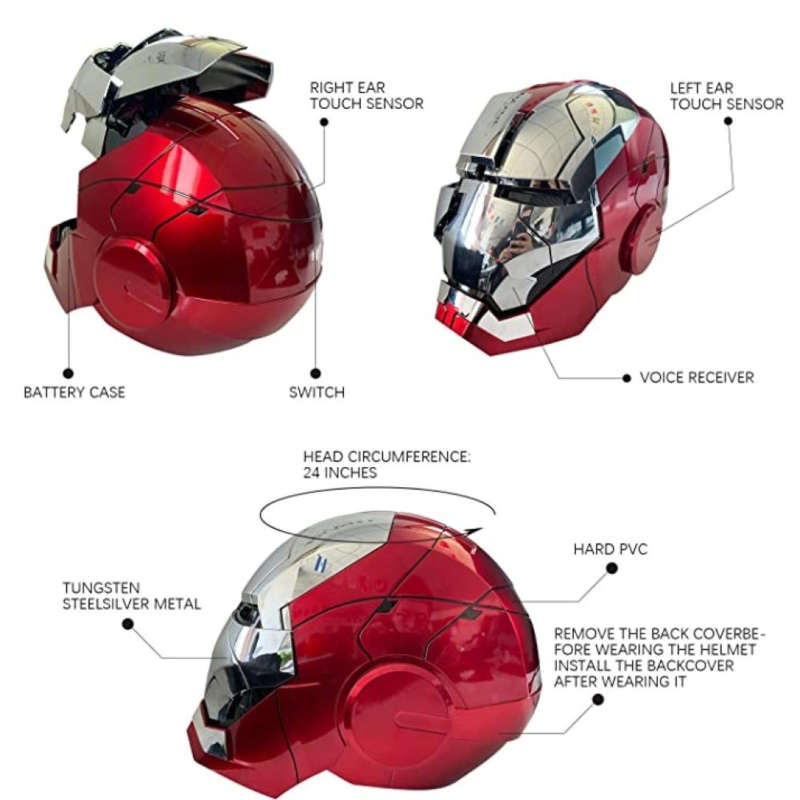 Amazon.co.jp: アイアンマンヘルメット、2025年新アイアンマンマスク