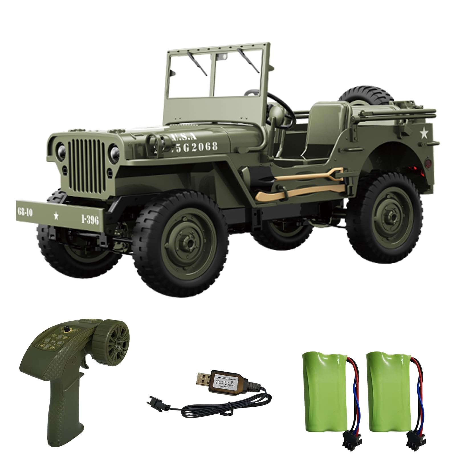 Amazon.com: Skymaker 1/10 RC Crawler Willys MB Jeep Two Batteries