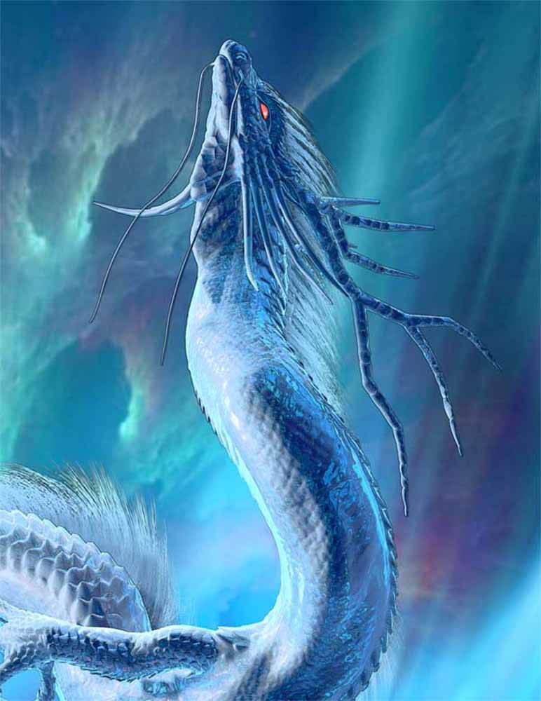 Amazon.co.jp: 龍の絵 「青龍1、明るめ」A4 竜の絵 : ホーム＆キッチン