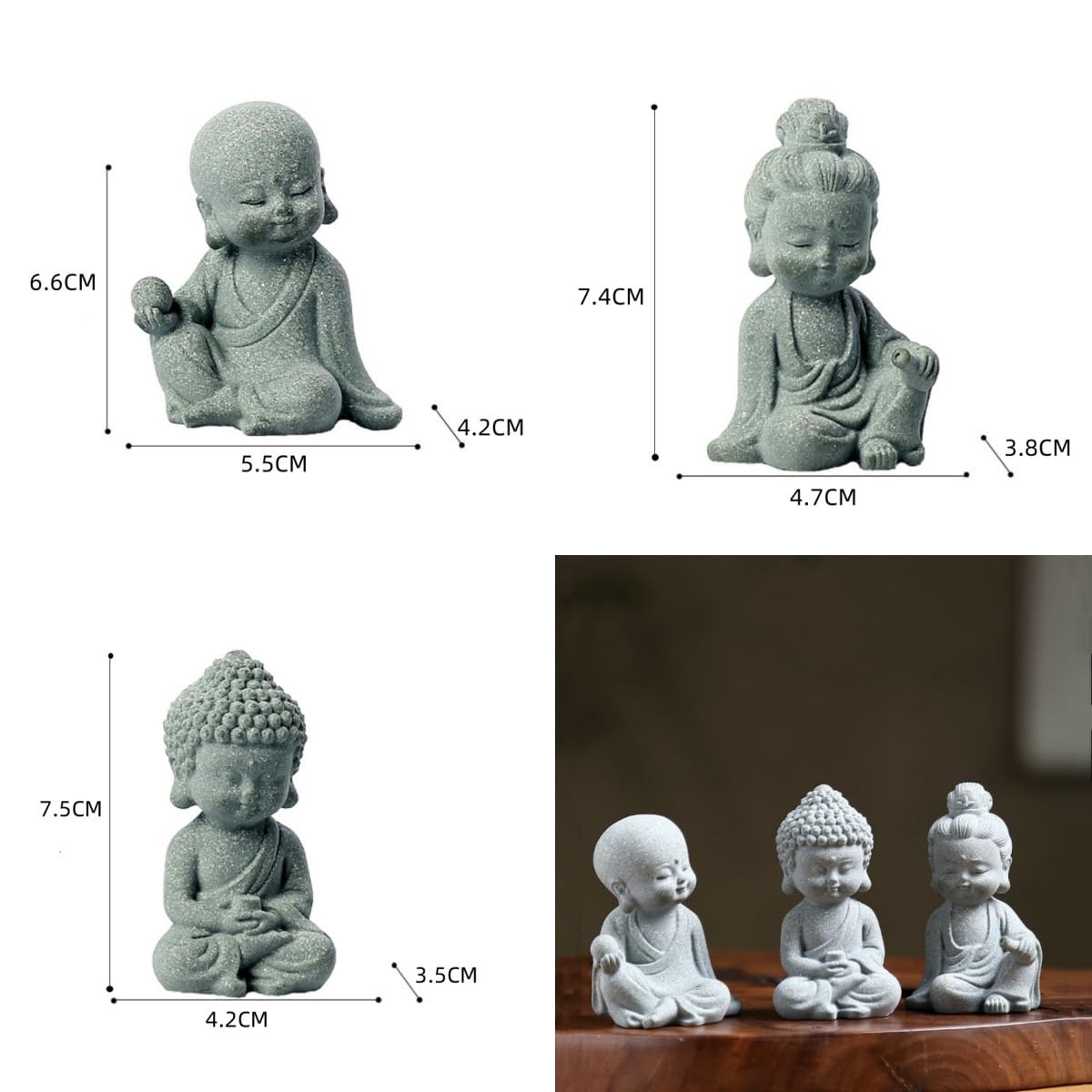 Amazon.co.jp: Yuzhiye 仏像 置物 お地蔵さん 観音菩薩 釈迦如来 3個