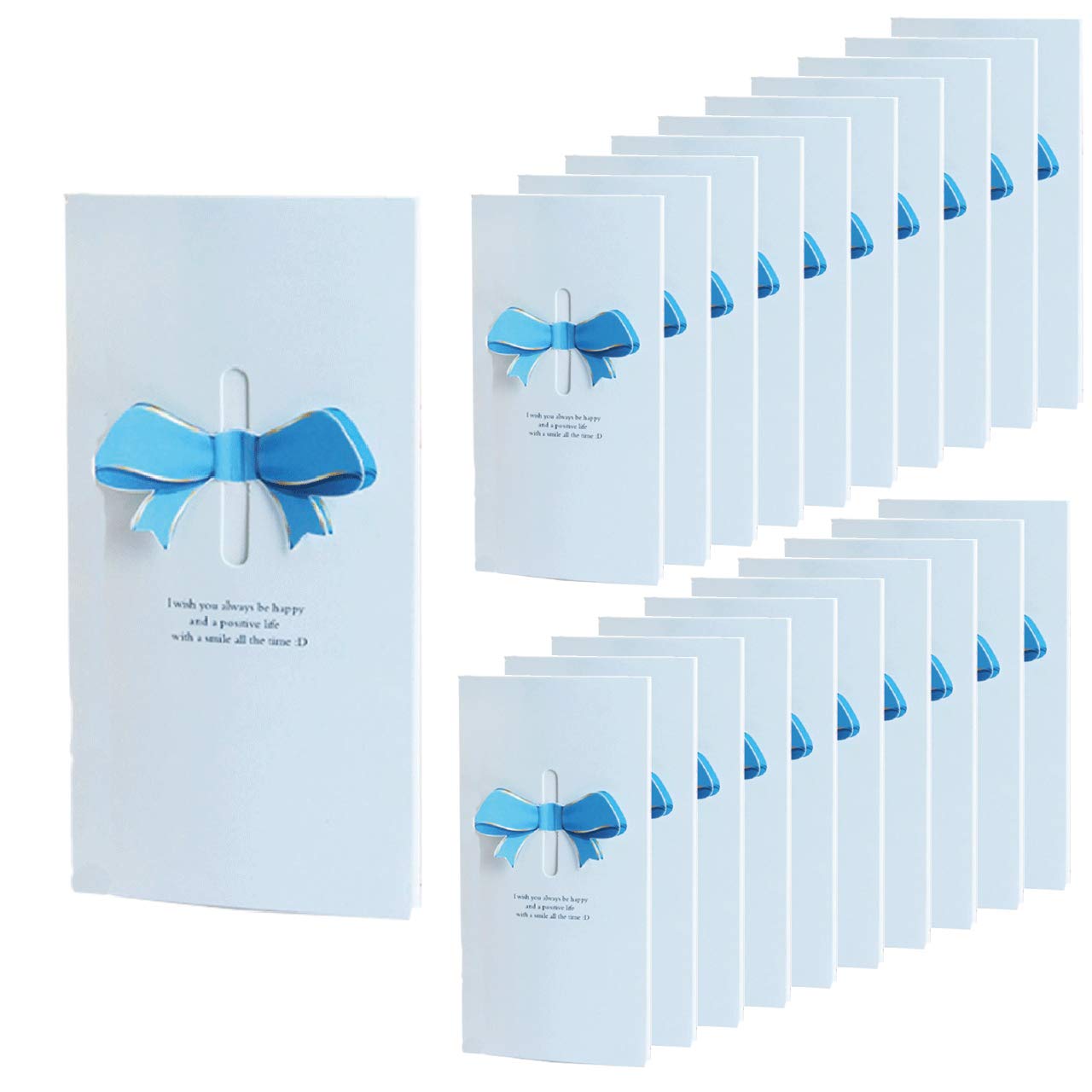 Amazon | HWT リボン 付 メッセージカード 20枚 ブルー 席札 披露宴