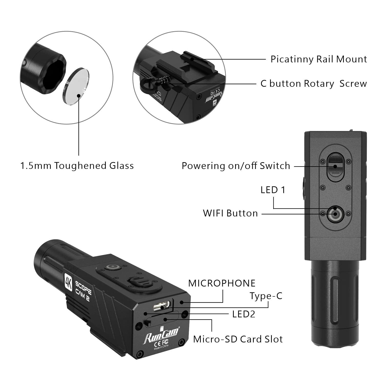 Amazon.com : RunCam ScopeCam2 4K Zoom Action Camera Waterproof