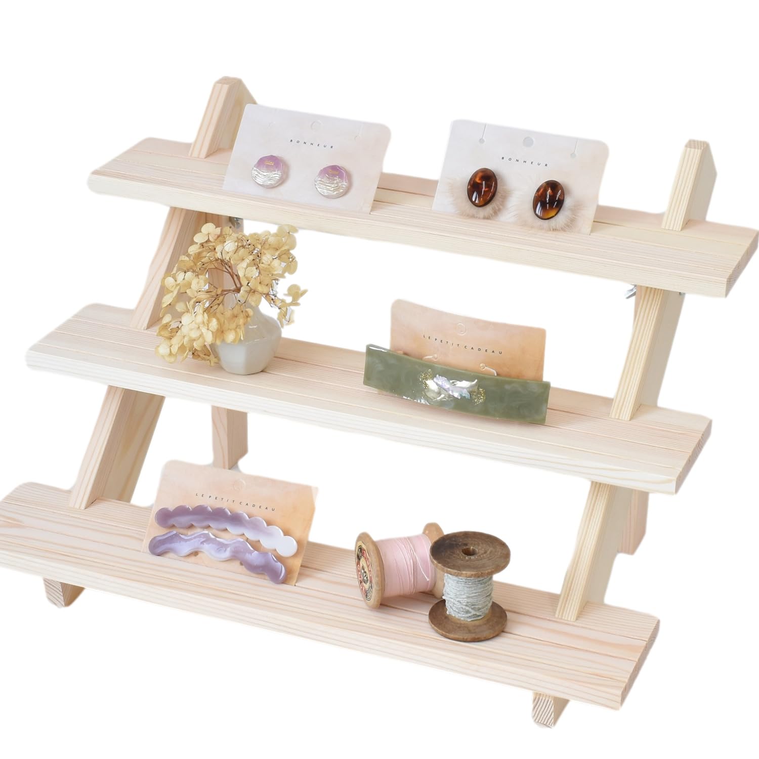 Amazon.co.jp: MYmama 什器 アクセサリー 棚 ディスプレイ 木製 陳列