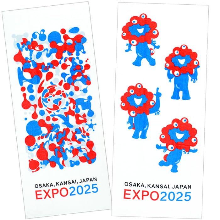 Amazon｜【2枚組】 大阪万博 フェイスタオル【ミャクミャク柄