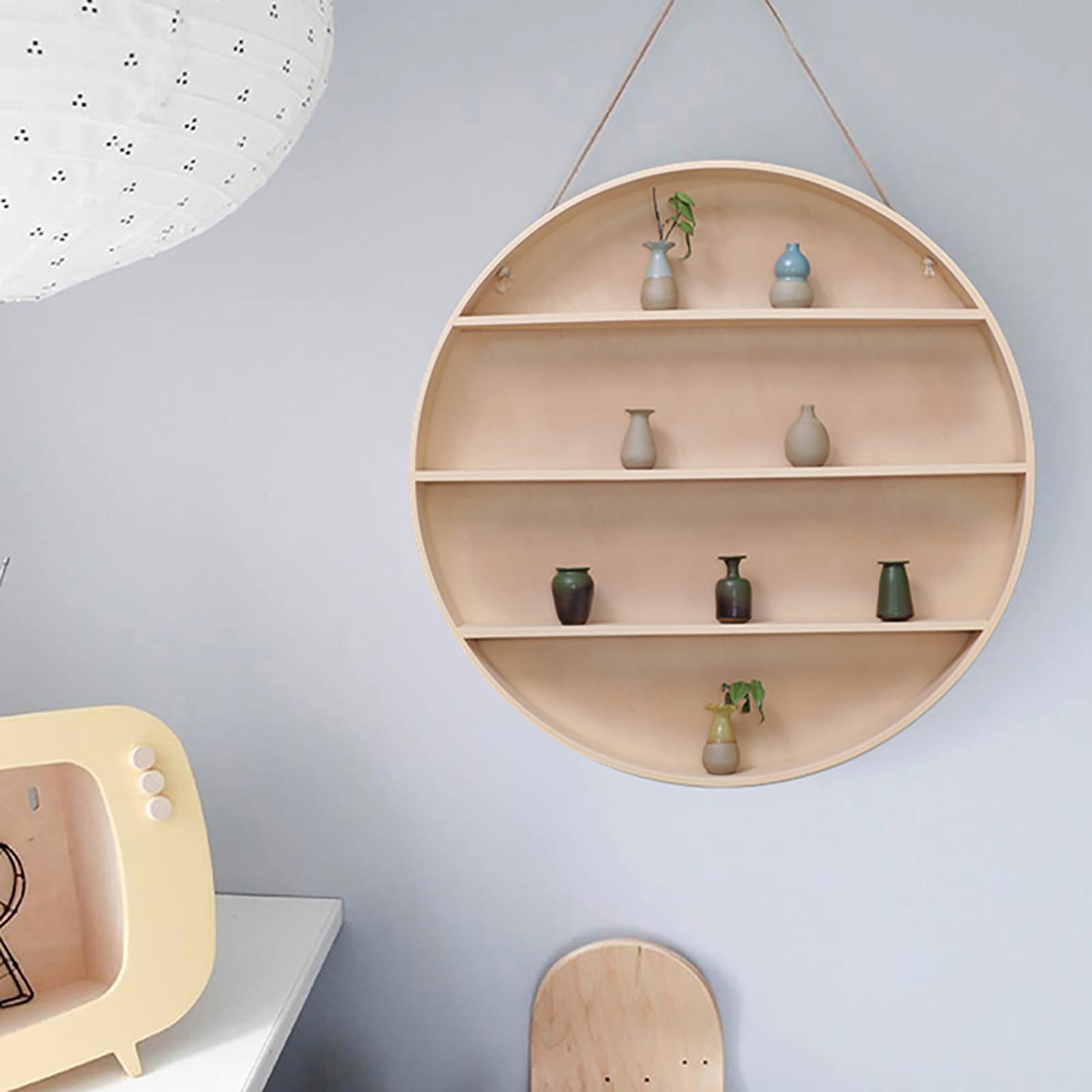 Amazon｜丸い壁の棚、壁に取り付けられた円形の棚、木製の壁掛け棚