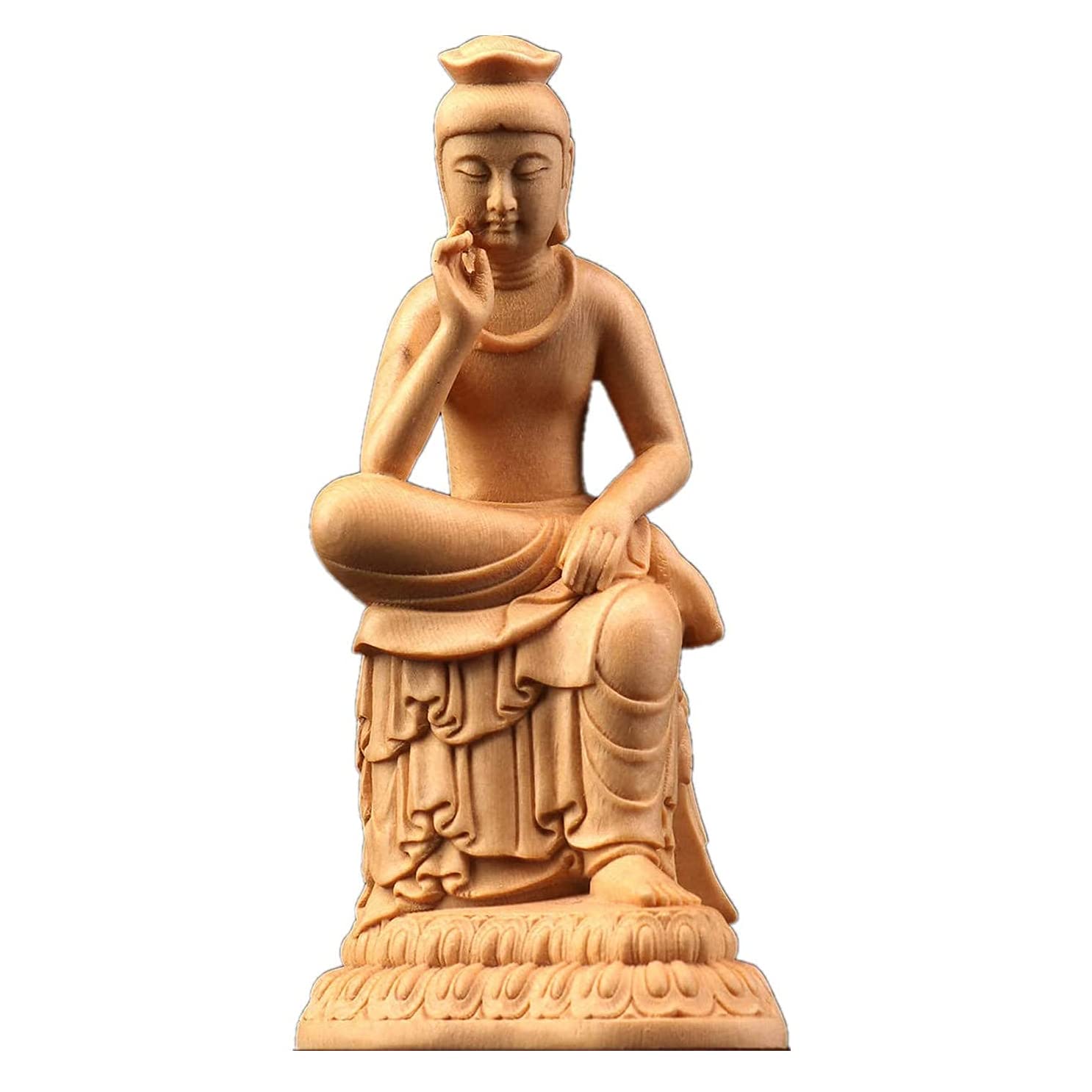 Amazon｜弥勒菩薩 置物 桧木製 木彫り 原木色 半跏思惟像 仏像