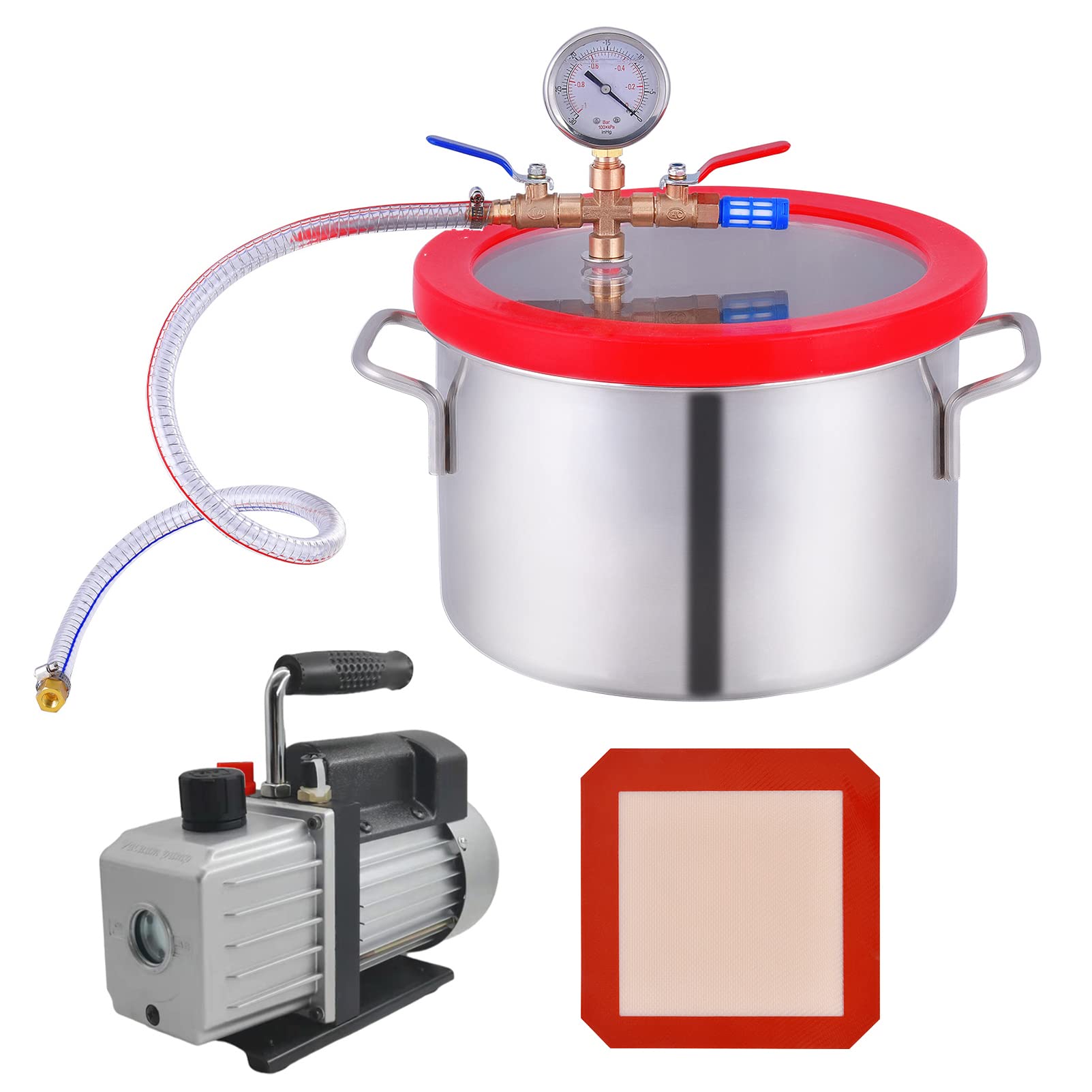 Amazon.co.jp: TRAGLO 真空ポンプセット真空脱泡器 真空注型器 脱泡機