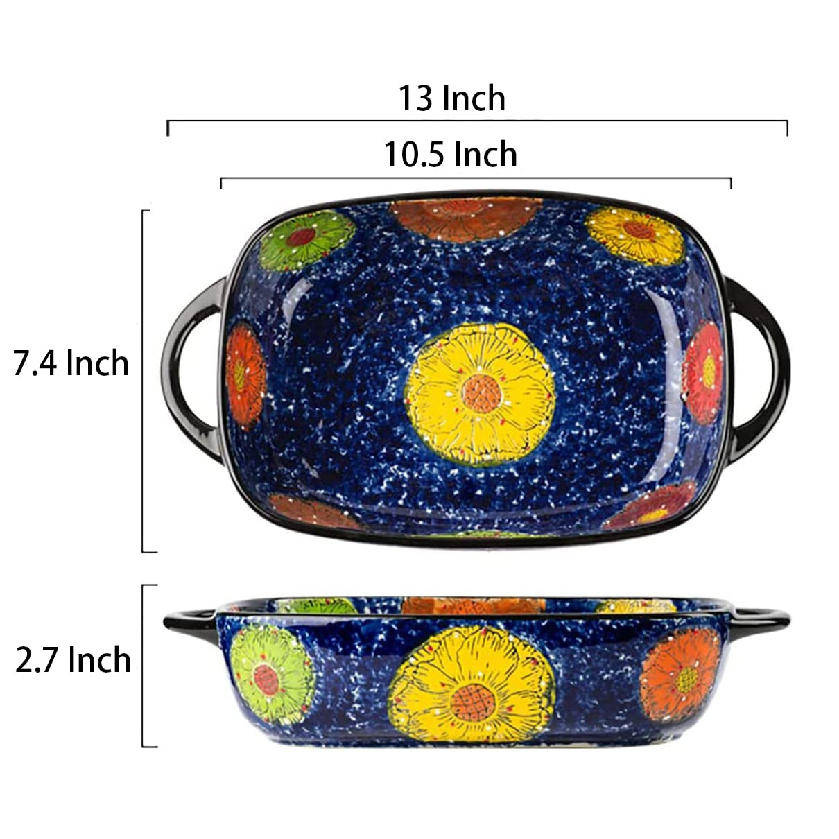 Amazon.com: Bicuzat Vintage Style Pottery Bakeware Colorful Daisy