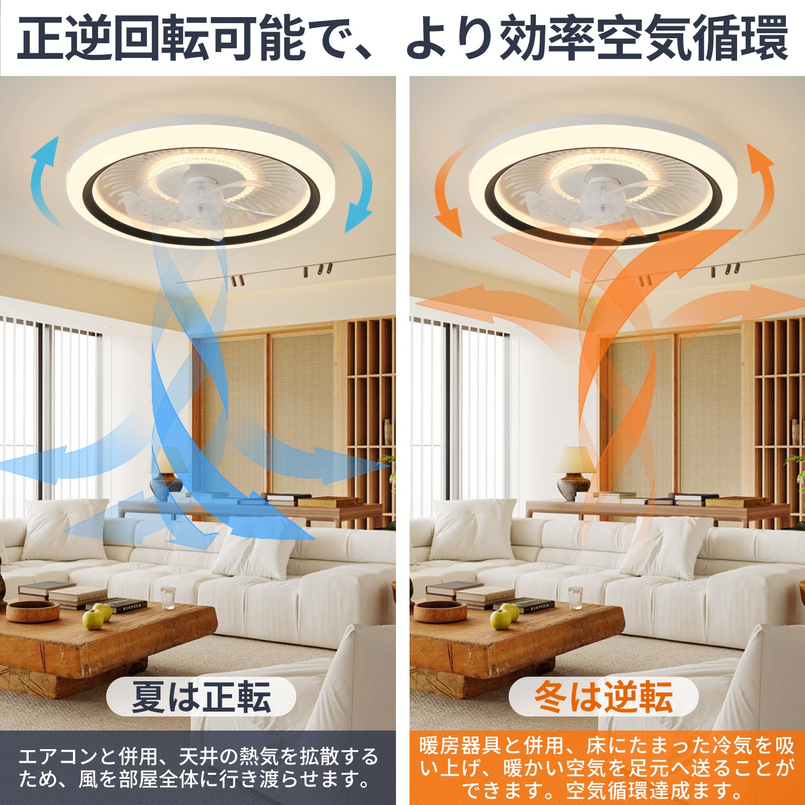 Amazon.co.jp : ZXhome シーリングファンライト ファン 50cm 扇風機