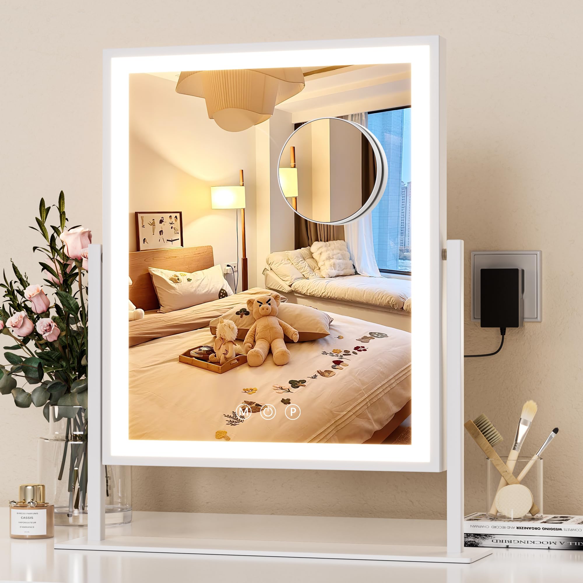 Amazon.co.jp: HASIPU ライト付きメイクアップミラー 女優ミラー 卓上