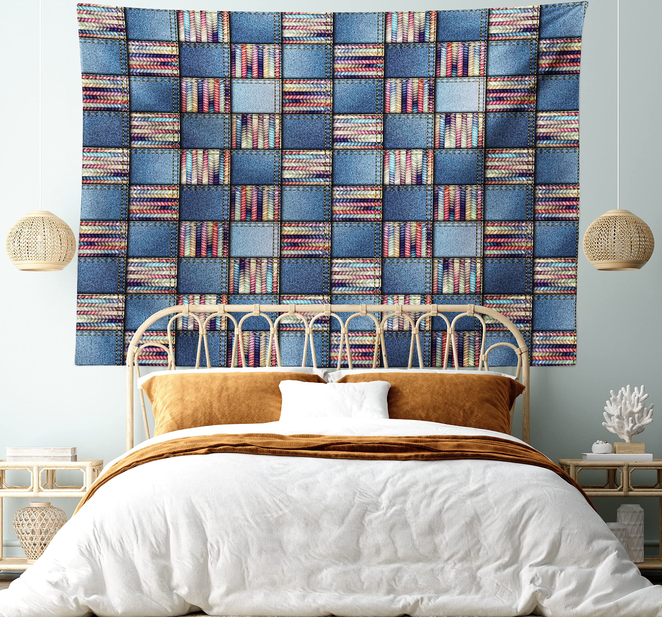 Amazon.co.jp: lunarableパッチワークタペストリー、キルトデザインと