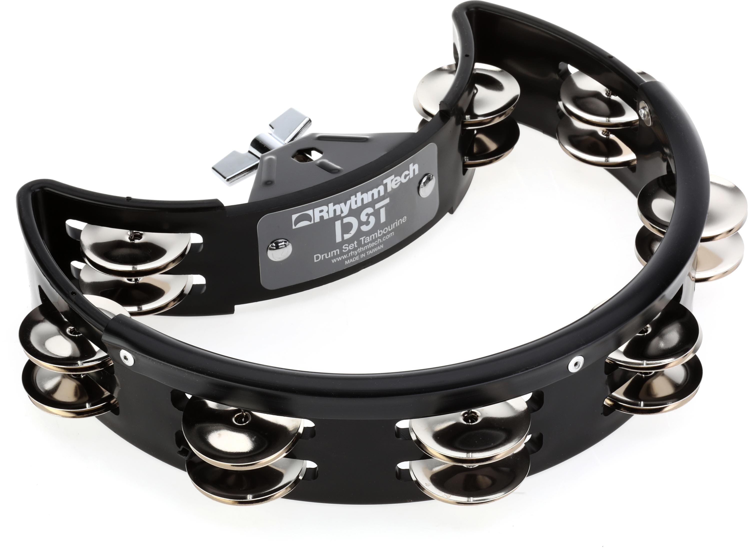 Rhythm Tech Drum Set Tambourine - Black with Nickel Jingles