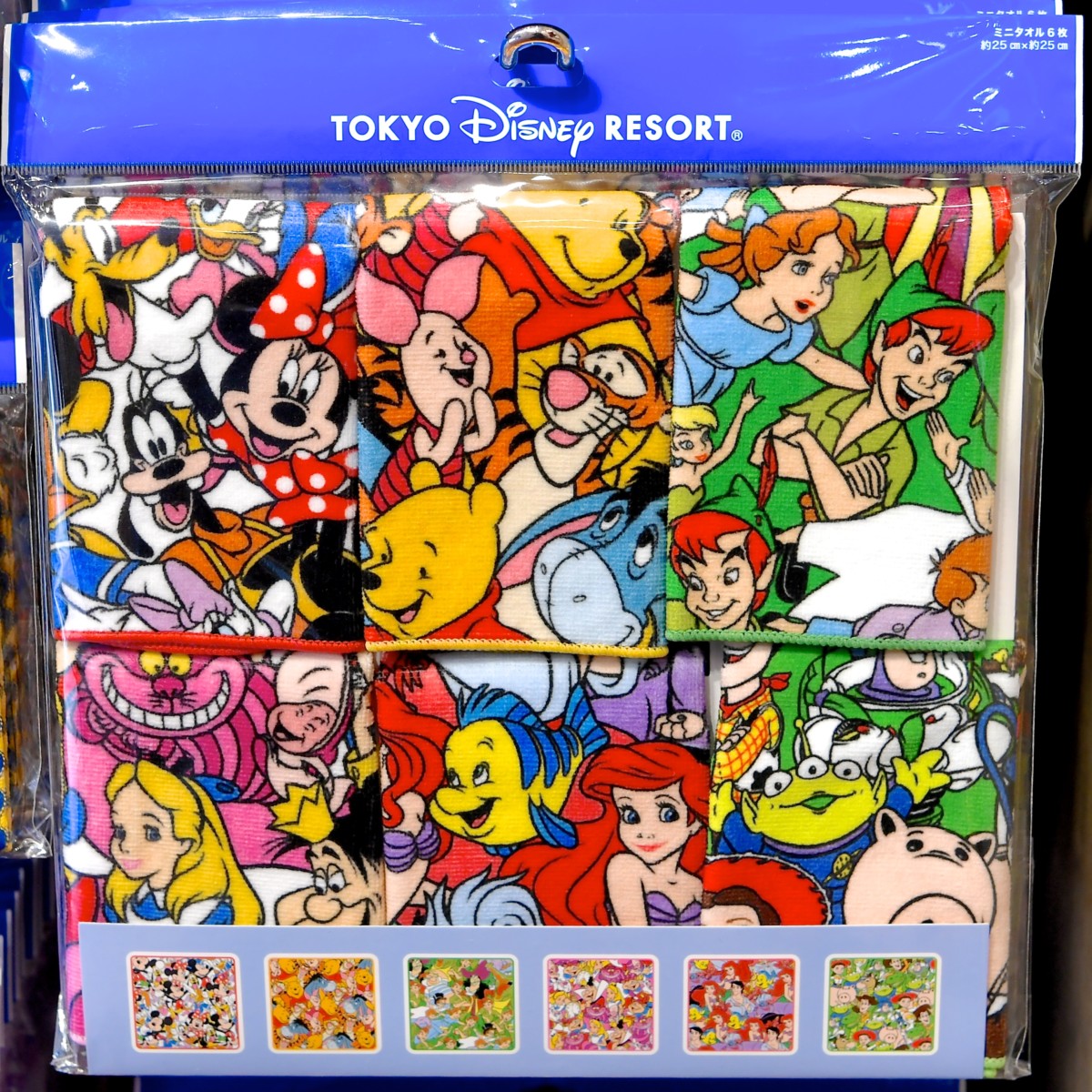 人気の総柄デザイン6種！東京ディズニーランドミニタオルセット -