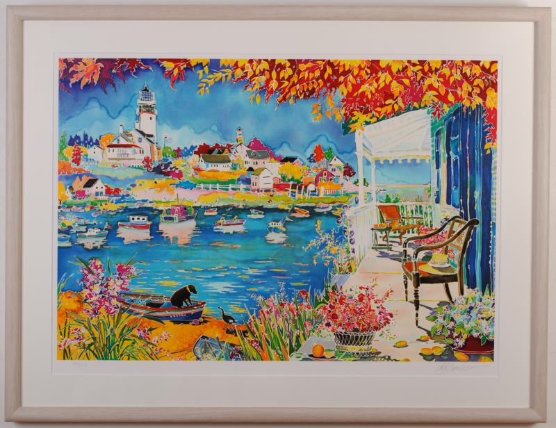 海の絵画をシルクスクリーンの版画で制作したジェニファー・マークスの