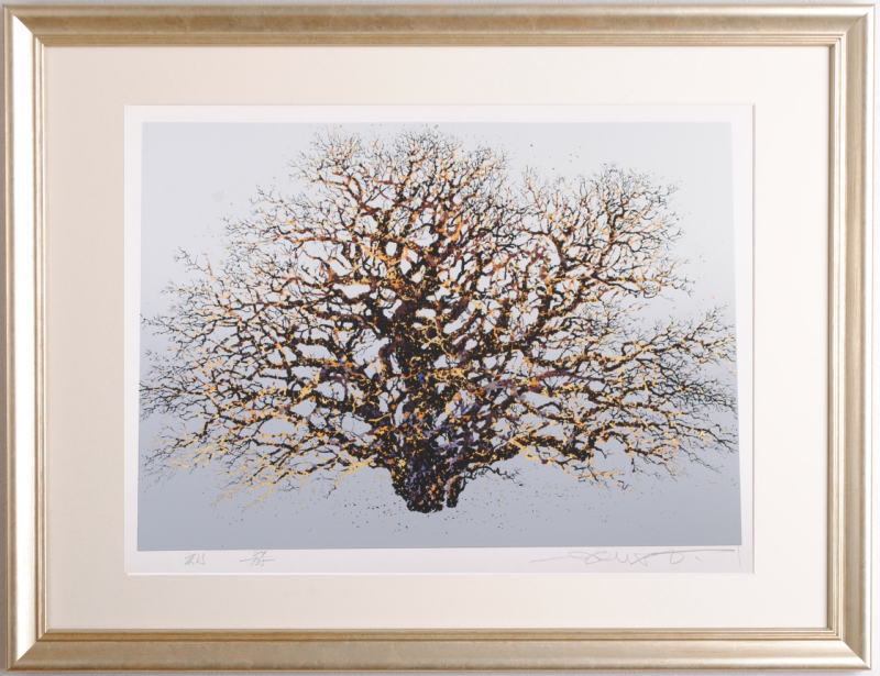 木の絵をシルクスクリーンの版画で制作した池上壮豊の木の絵「刻」を