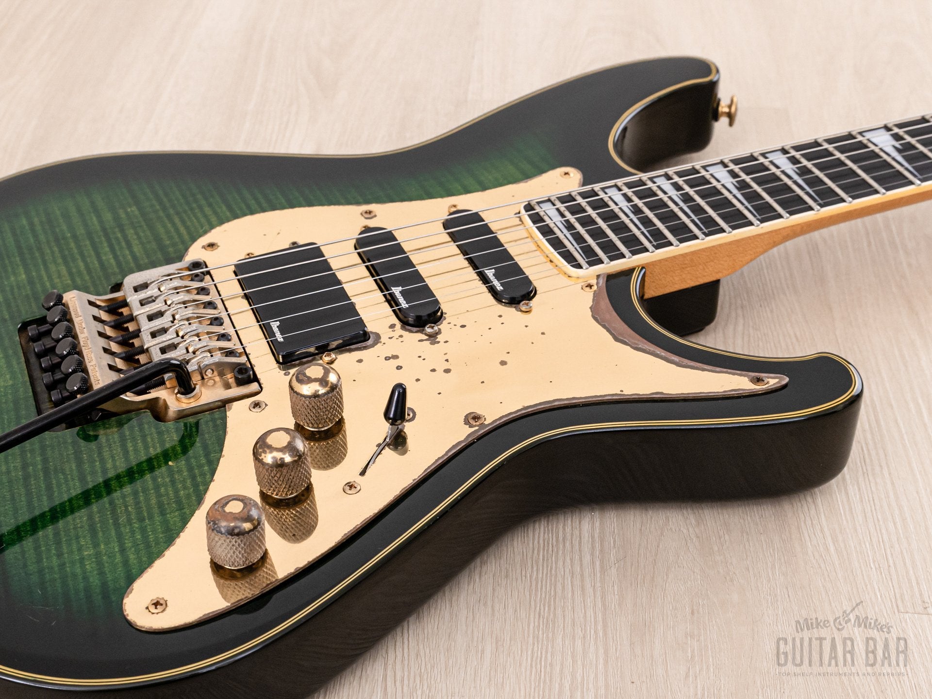 1988 Ibanez ID120 Dyuke-1 SSH Superstrat Marine Sunburst Flame Top w/