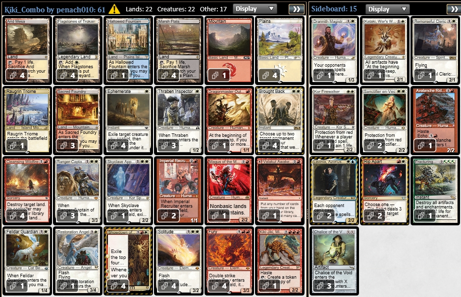 赤白ブリンク、無色トロン、テゼレッター in モダン ~ デッキリスト