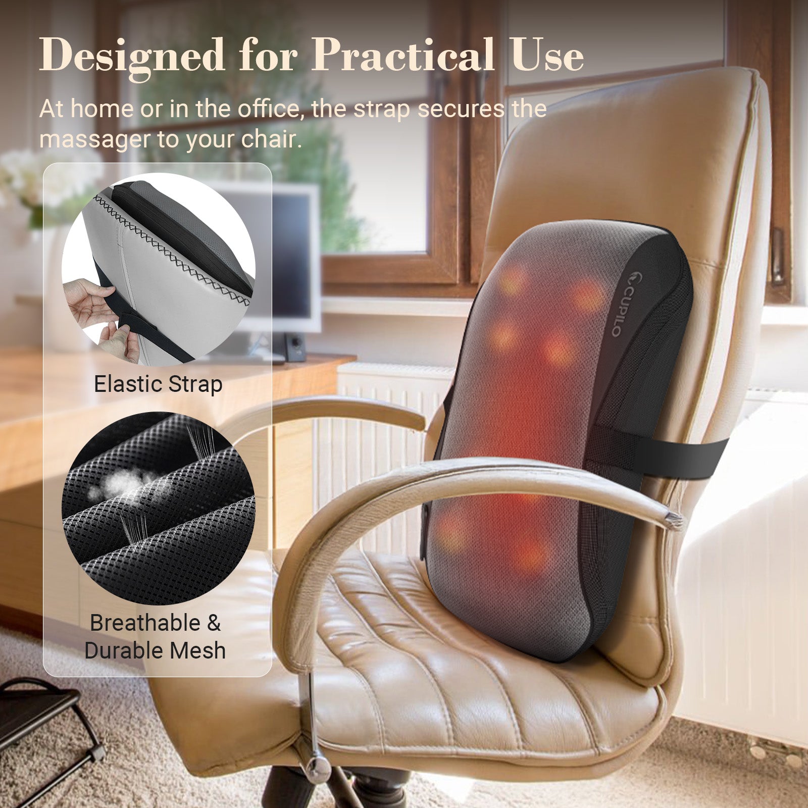 8-Node Shiatsu Back Massager with Heat | Deep Tissue Pain Relief