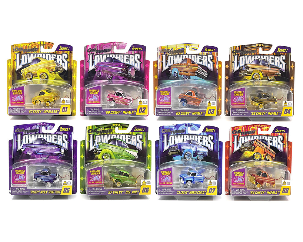 Car Tuned 1:64 Lowriders SHOW GLOW 2025 Series 1 Set Of 8 – L.E.D.