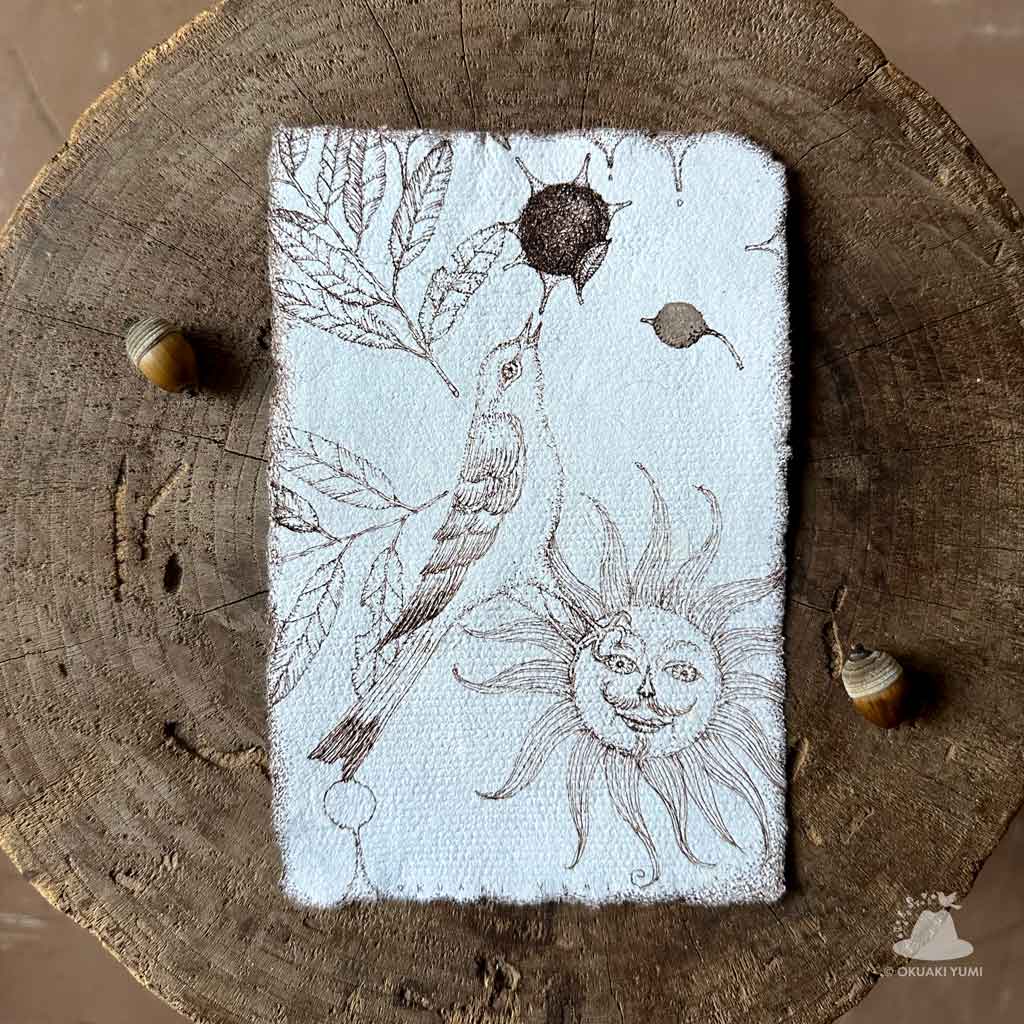 作品no.7 再生水彩紙に描いた作品“太陽と月の書” | OKUAKI STUDIO art blog