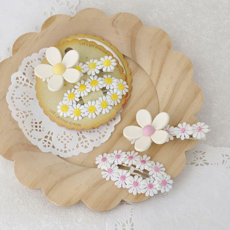 キッズアクセサリー フラワー マーガレット 2個セット ヘアクリップ