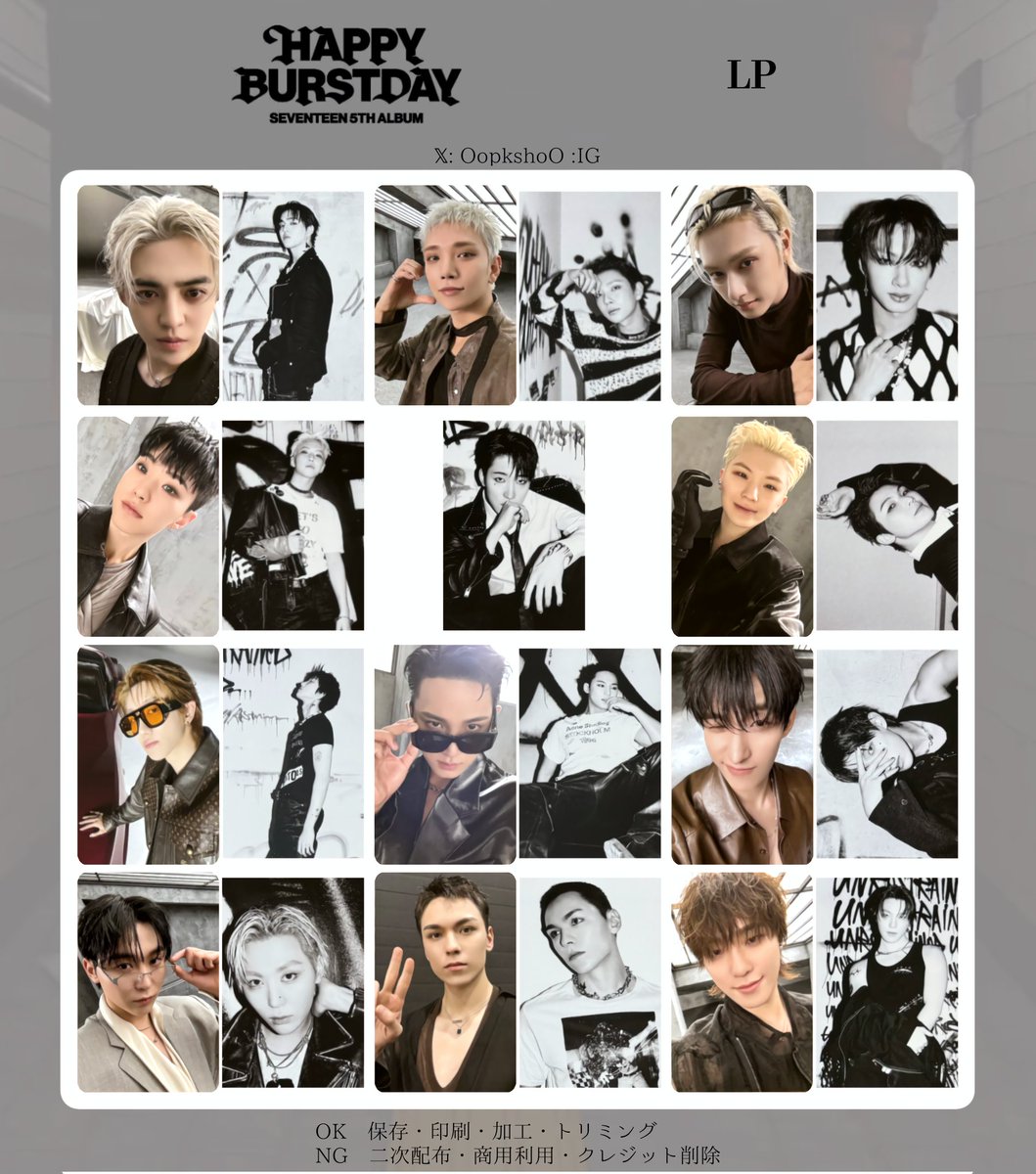 SEVENTEEN 5TH ALBUM [ HAPPY BURSTDAY ] - - PHOTO CARD LIST - ~ LP