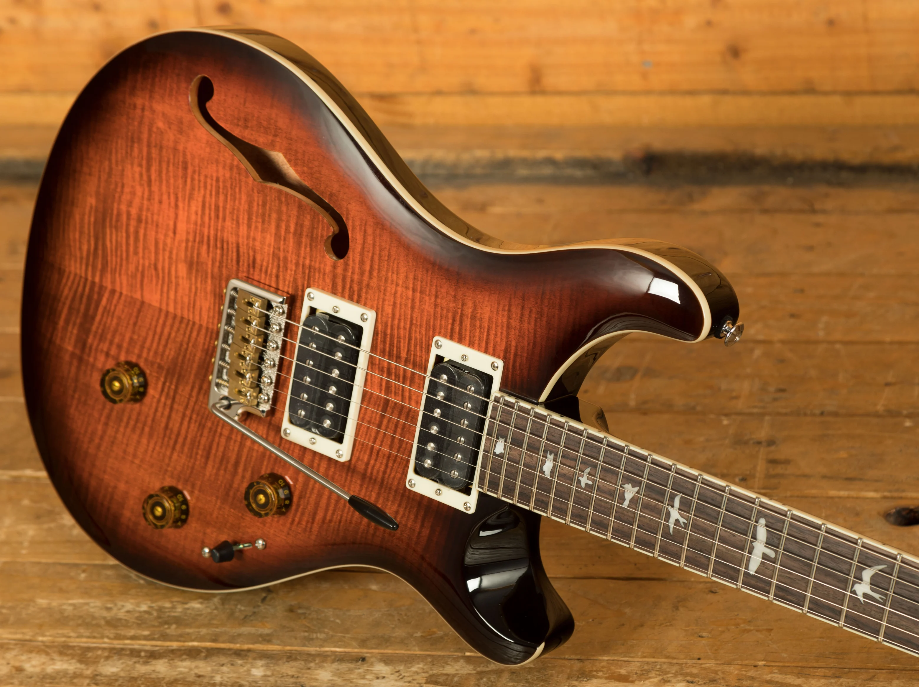 PRS SE Custom | Custom 24 Semi-Hollow Piezo - Orange Tiger Smokeburst