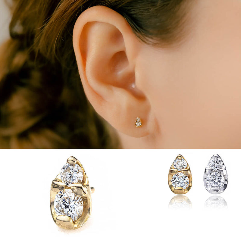 雫の軟骨ピアス│小ぶりなドロップデザインの軟骨ピアス│K18 プラチナ