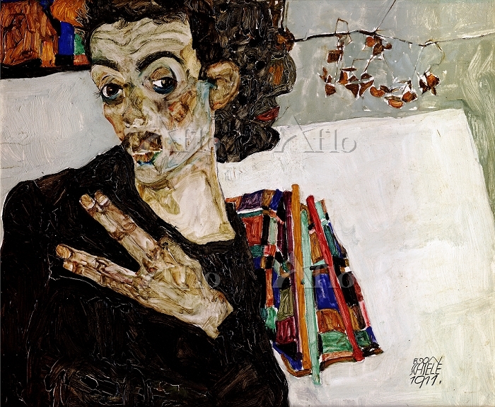 エゴン・シーレ「指を広げている自画像」 [26164749]のアート作品 - アフロ