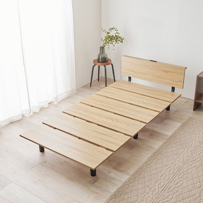 木目調ベッド コンセント付き（フレーム単品orマットレスセット） [S