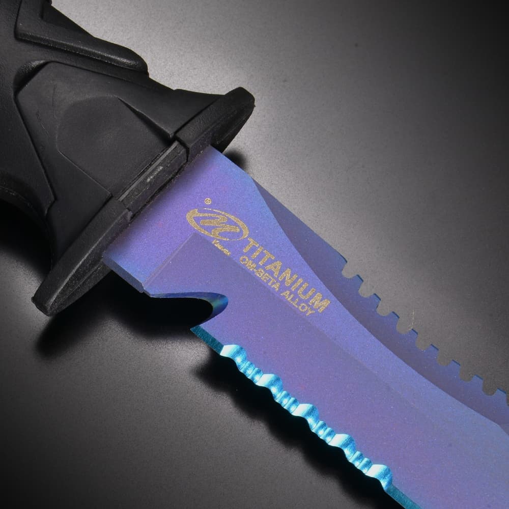 Ocean Master ダイビングナイフ チタンブルー 半鋸刃 | ミリタリー
